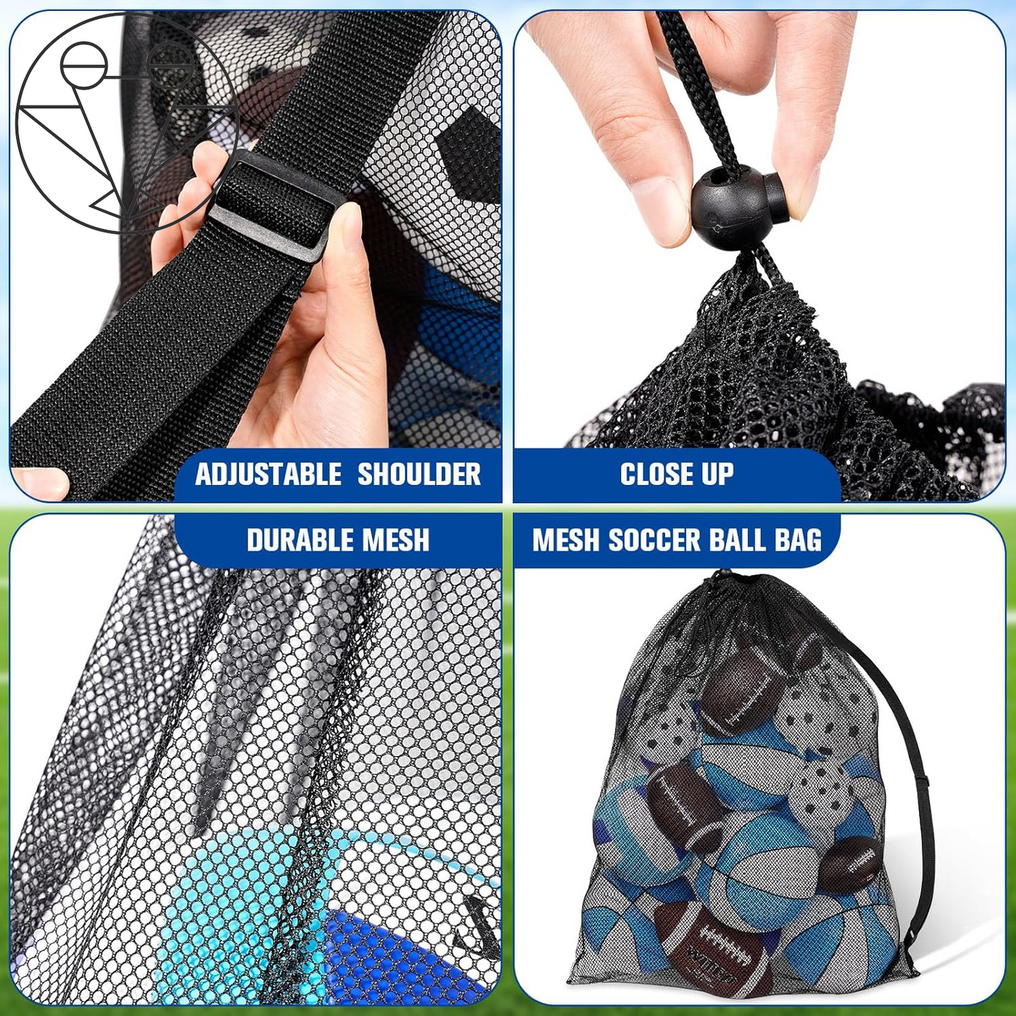 Extra Large Sports Ball Bag 30 X 40 Inches Mesh Soccer Basketball Bags Large Mesh Pouch with Adjustable Shoulder Strap for Football Volleyball Gym Sports Equipment