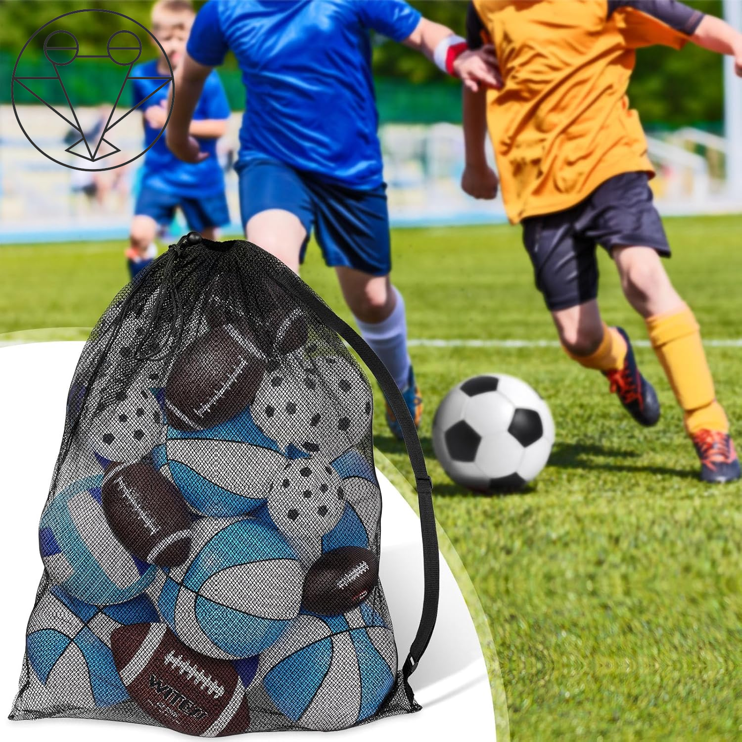 Extra Large Sports Ball Bag 30 X 40 Inches Mesh Soccer Basketball Bags Large Mesh Pouch with Adjustable Shoulder Strap for Football Volleyball Gym Sports Equipment