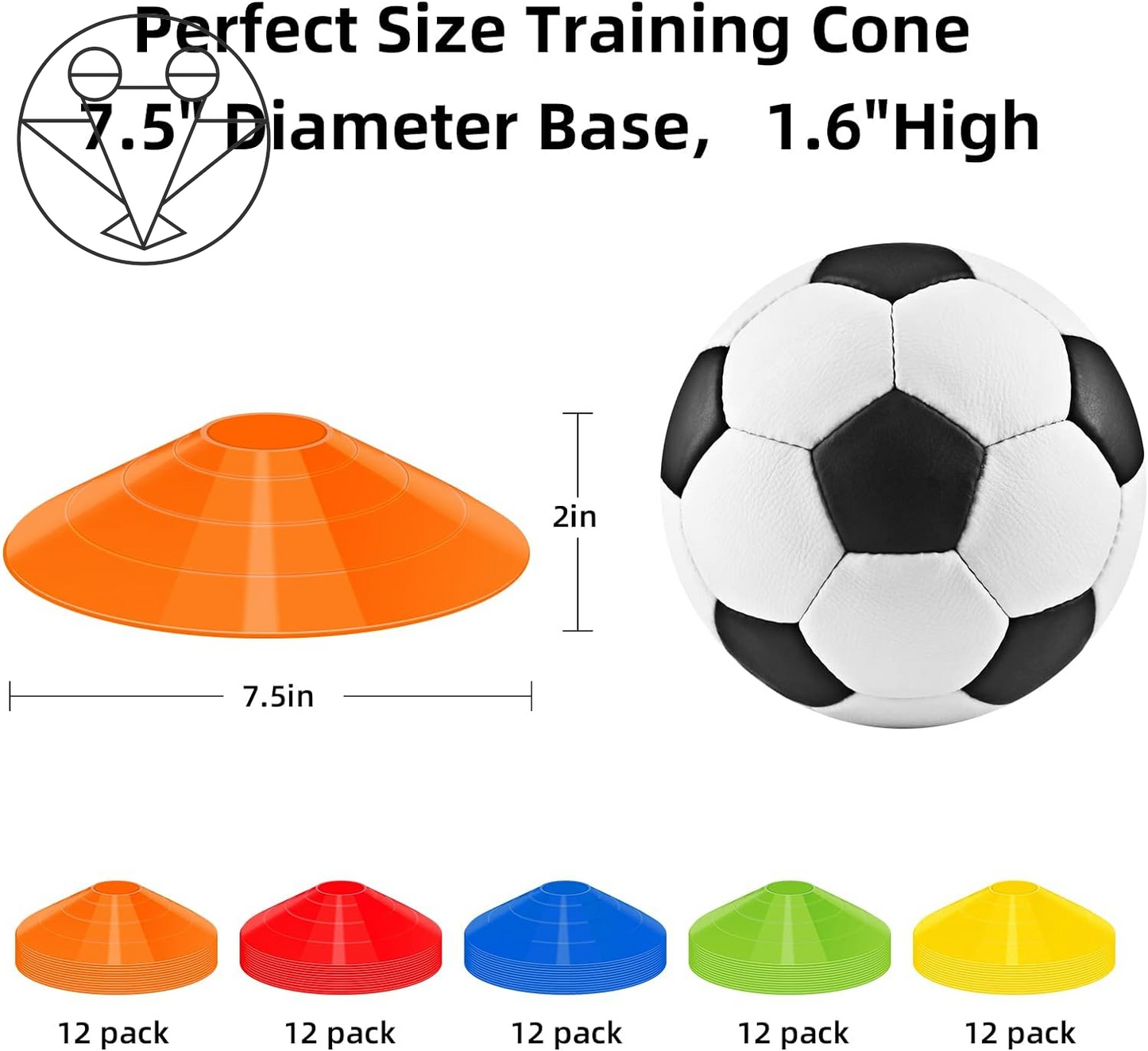 Elevate Your Game with 60/120 Pack Agile Soccer Cones - Perfect for Training, Practice, and Sports Fun!