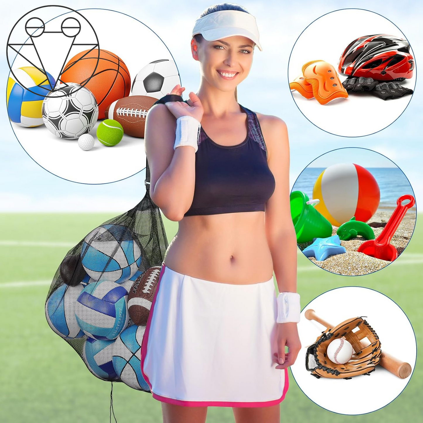 Extra Large Sports Ball Bag 30 X 40 Inches Mesh Soccer Basketball Bags Large Mesh Pouch with Adjustable Shoulder Strap for Football Volleyball Gym Sports Equipment