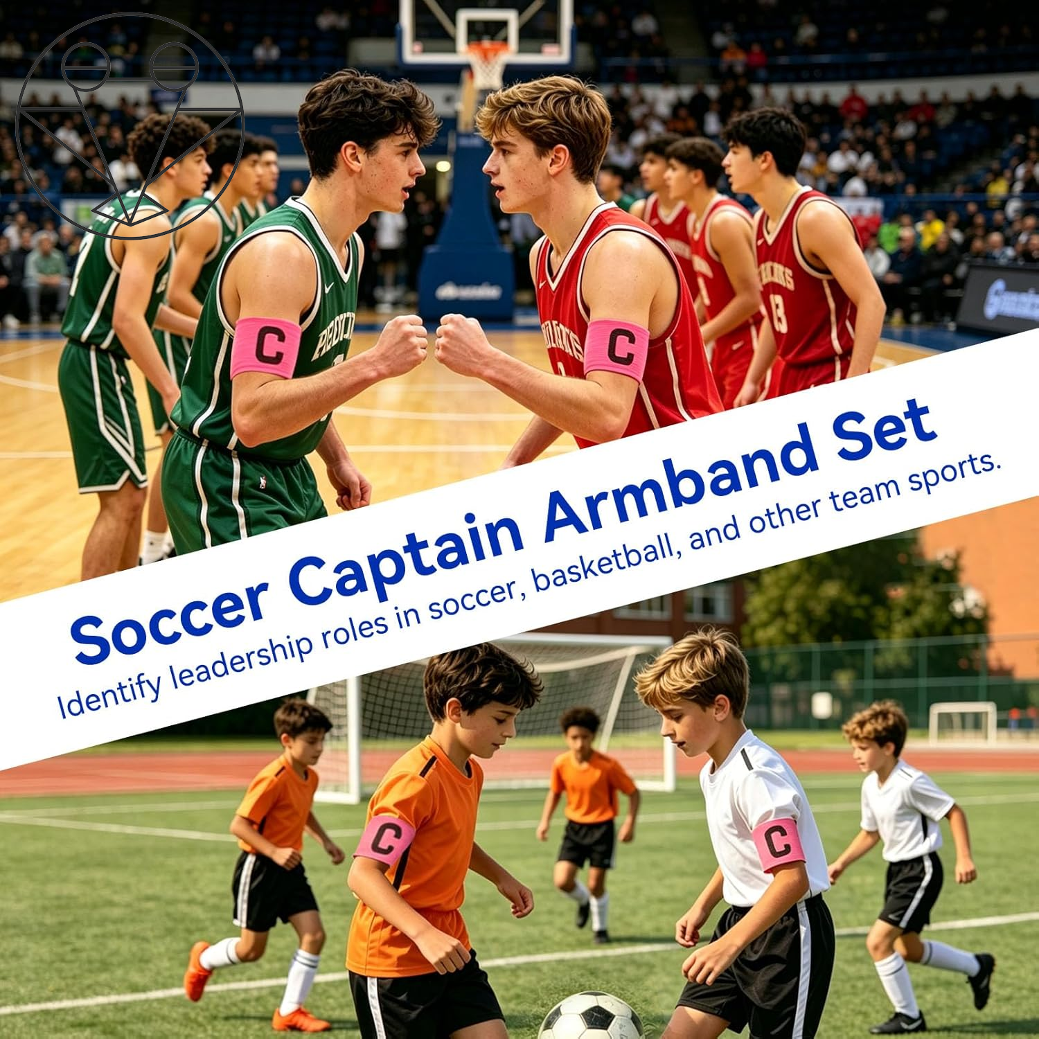 10PCS Elastic Soccer Captain Armband, Captain Arm Bands for Soccer Adjustable Leader Armband Unisex Football Arm Band for Adult & Youth Team Sports, Rugby, Basketball, Volleyball