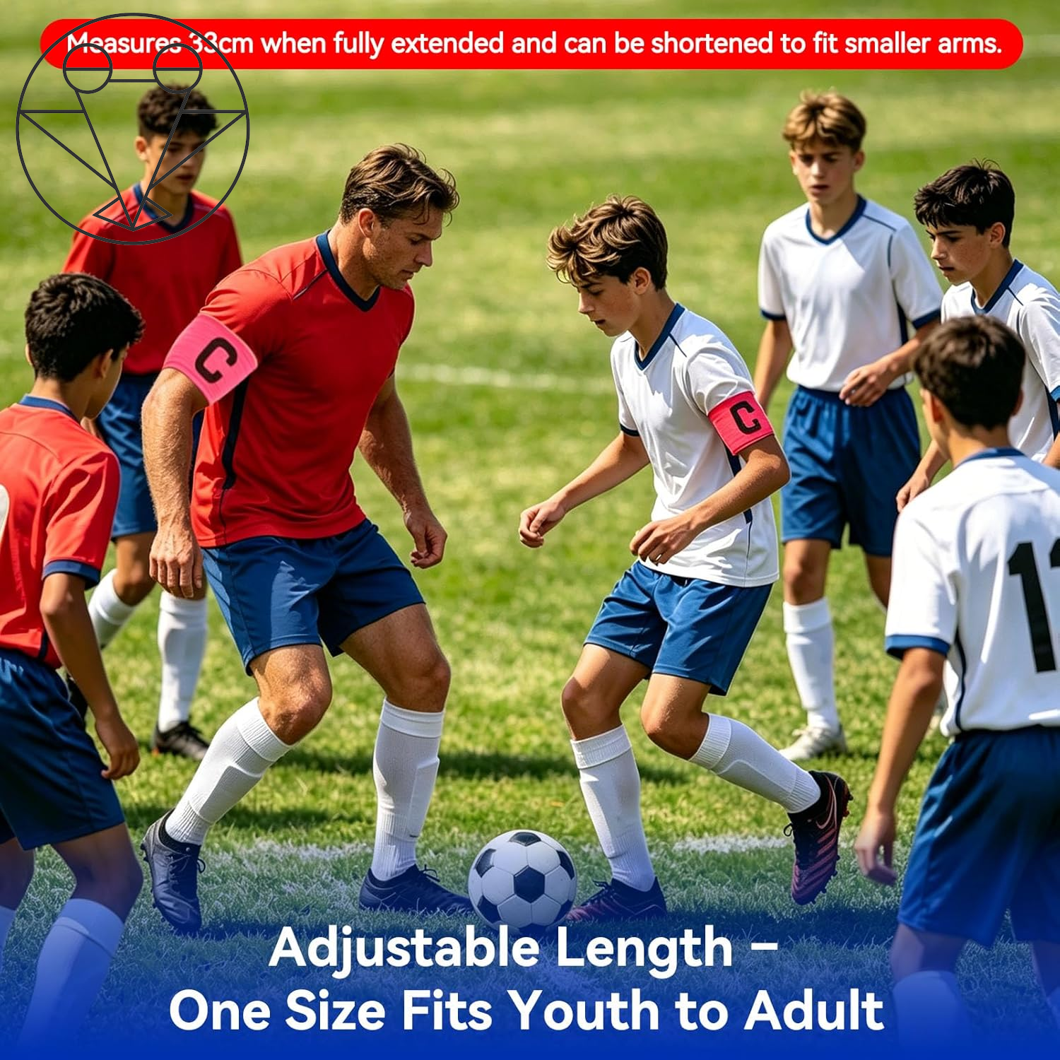 10PCS Elastic Soccer Captain Armband, Captain Arm Bands for Soccer Adjustable Leader Armband Unisex Football Arm Band for Adult & Youth Team Sports, Rugby, Basketball, Volleyball