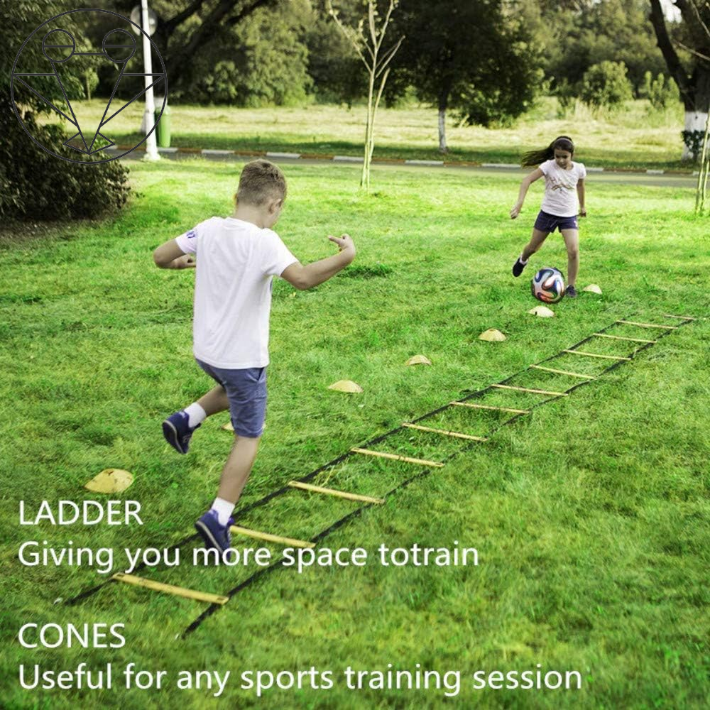 Agility Ladder, Speed Training, Soccer Agility Speed Training Equipment, 20Ft Agility Ladder, 6 Soccer Cones, Running Parachute, Basketball Football Soccer Training Equipment for Kids, Youth, Adults