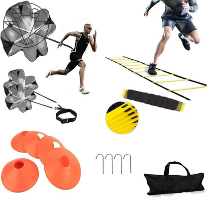 Agility Ladder, Speed Training, Soccer Agility Speed Training Equipment, 20Ft Agility Ladder, 6 Soccer Cones, Running Parachute, Basketball Football Soccer Training Equipment for Kids, Youth, Adults