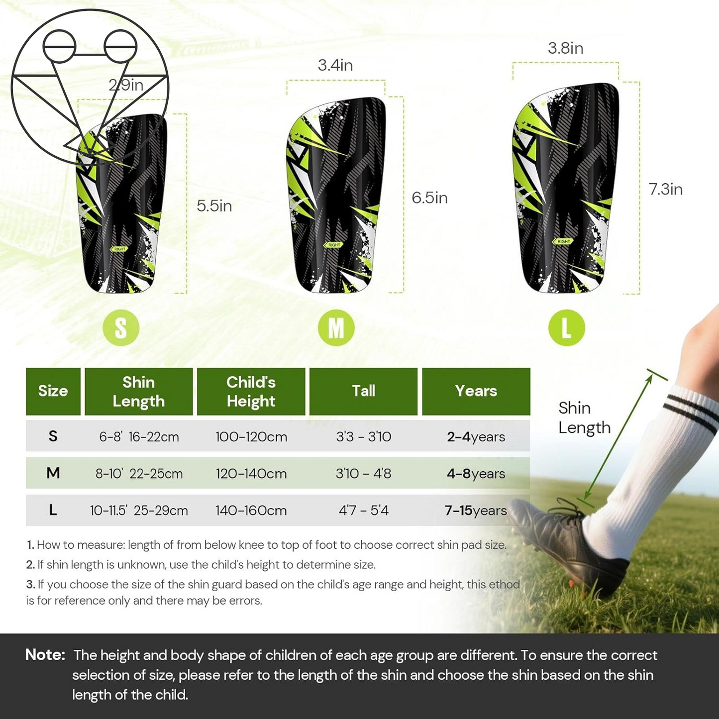 Soccer Shin Guards for Youth Kids Toddler - Soccer Shin Pads for Teens & Men, Protective Football Gear for 3-16 Years Boys Girls & Adult, World Cup Lightweight Soccer Equipment